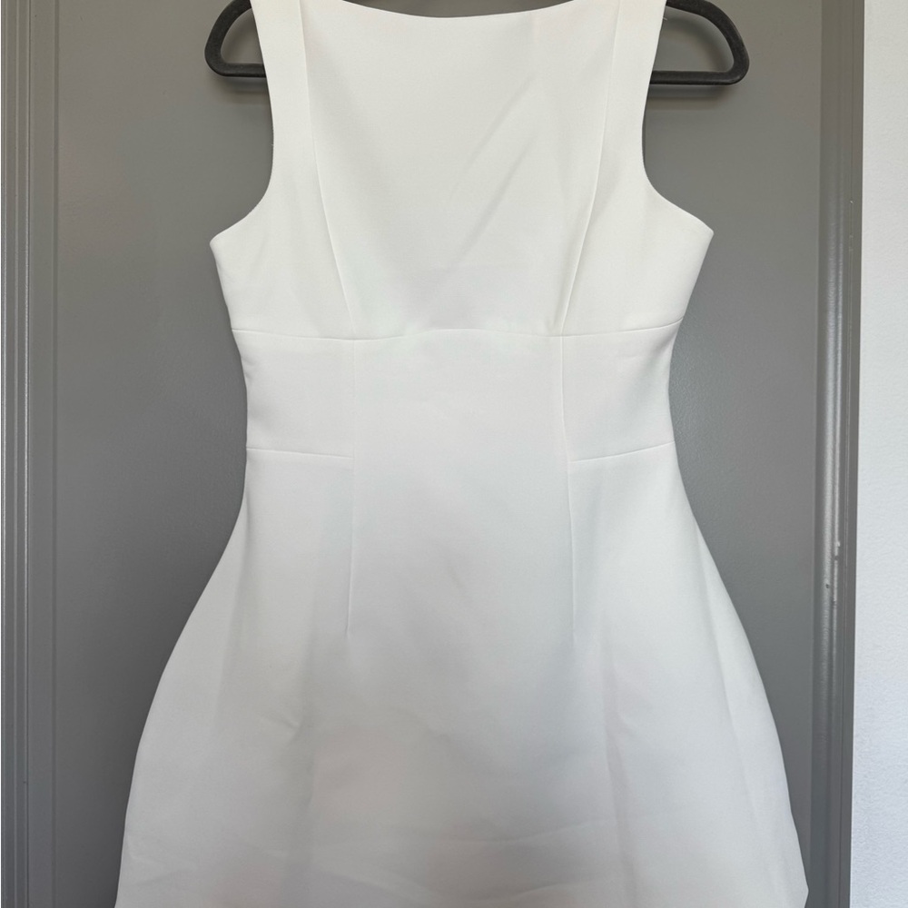 Babyboo Strapless White Fit-and-Flare Dress